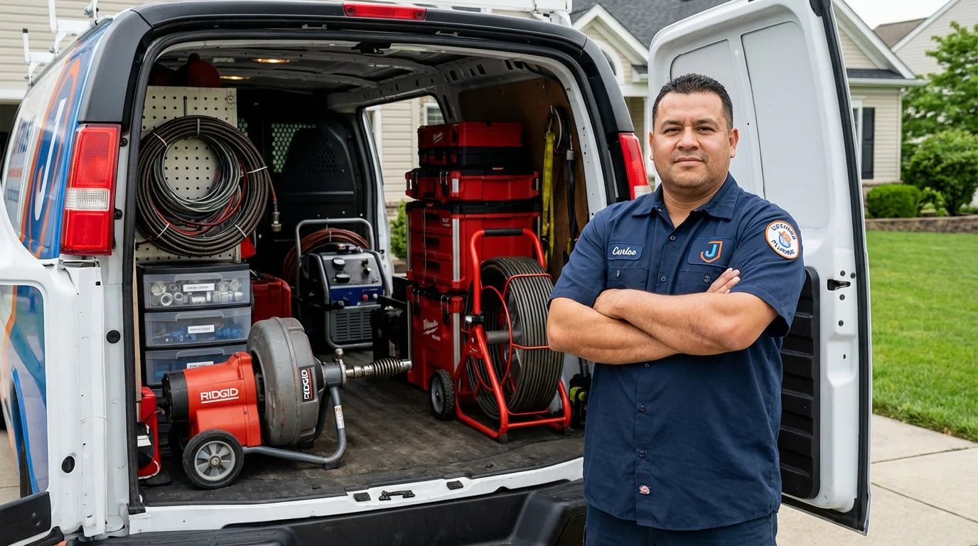 Professional drain cleaning equipment and Johns Plumbing LLC plumber in Estherville