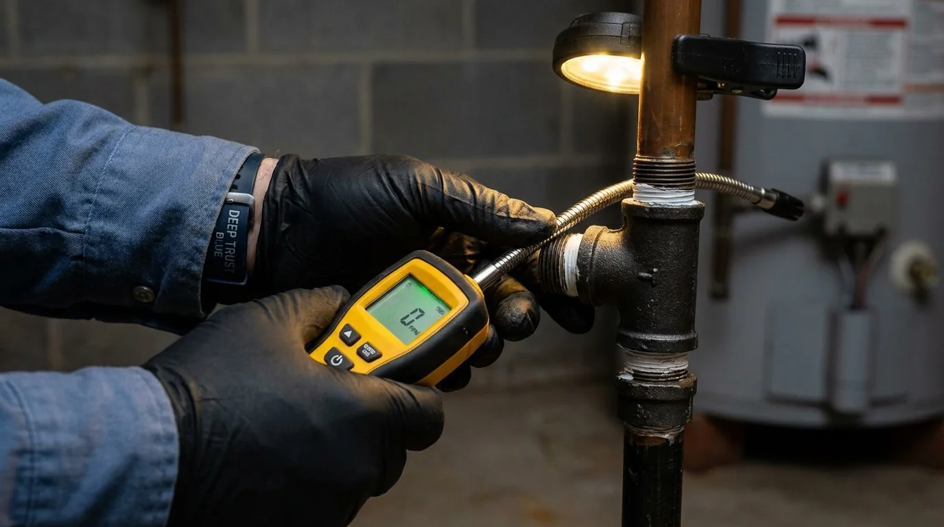 Gas leak detection with electronic sniffer by Johns Plumbing LLC in Estherville