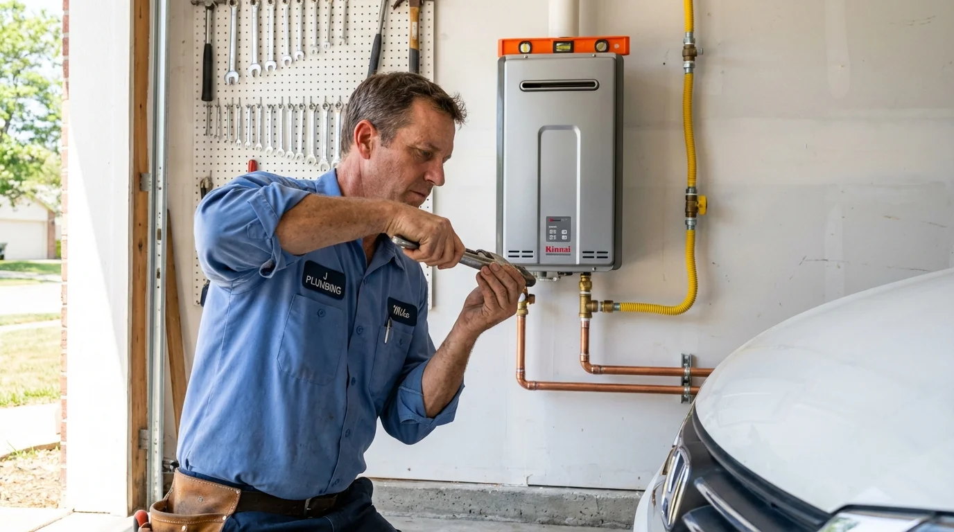 Tankless water heater installation by a Johns Plumbing LLC plumber in Estherville